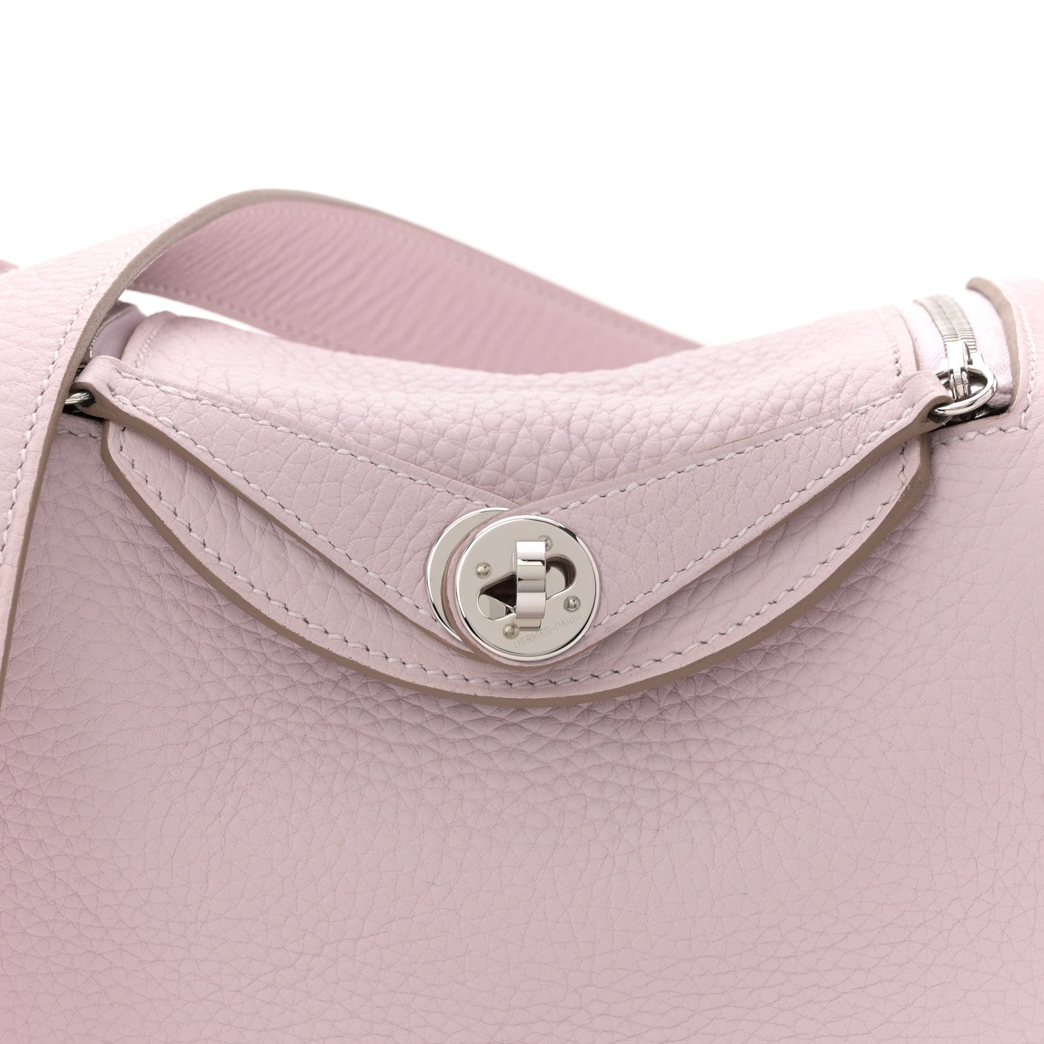 Hermes Taurillon Clemence Verso Mini Lindy 20 Mauve Pale Mushroom 8 of 12