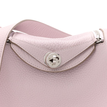 Hermes Taurillon Clemence Verso Mini Lindy 20 Mauve Pale Mushroom 8 of 12