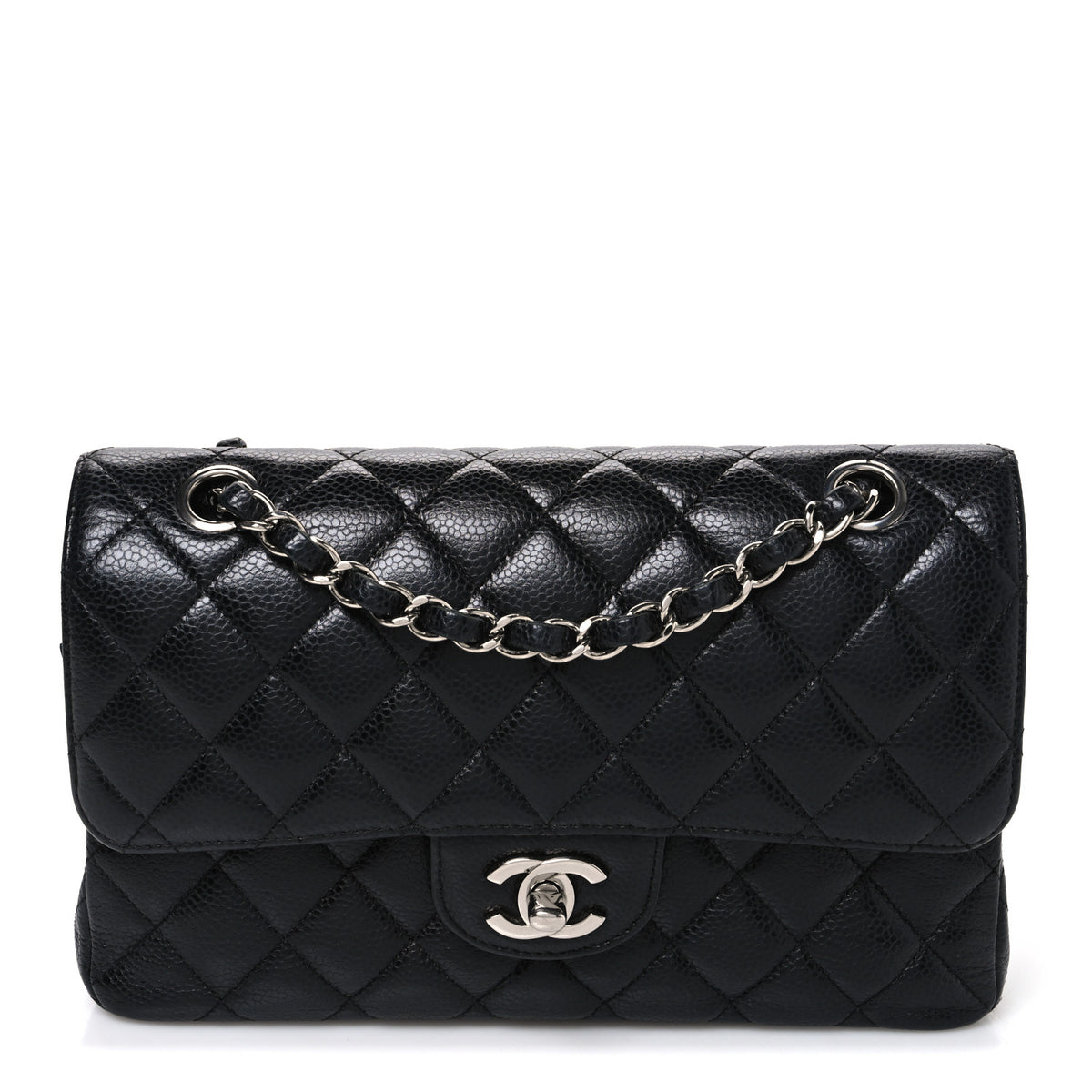 Caviar Quilted Small Double Flap Black