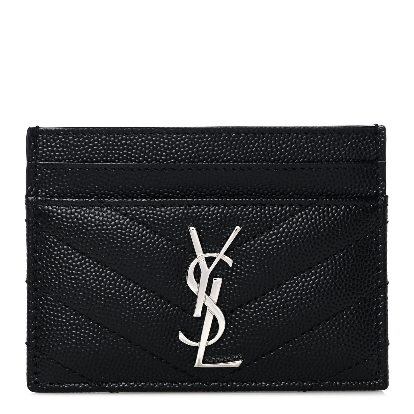 Grain De Poudre Matelasse Chevron Monogram Credit Card Case Black