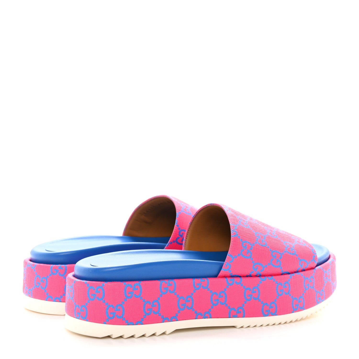 Gucci GG Supreme Joy Monogram Angelina Platform Slide Sandals 40.5 Fuxia Blue 4 of 12