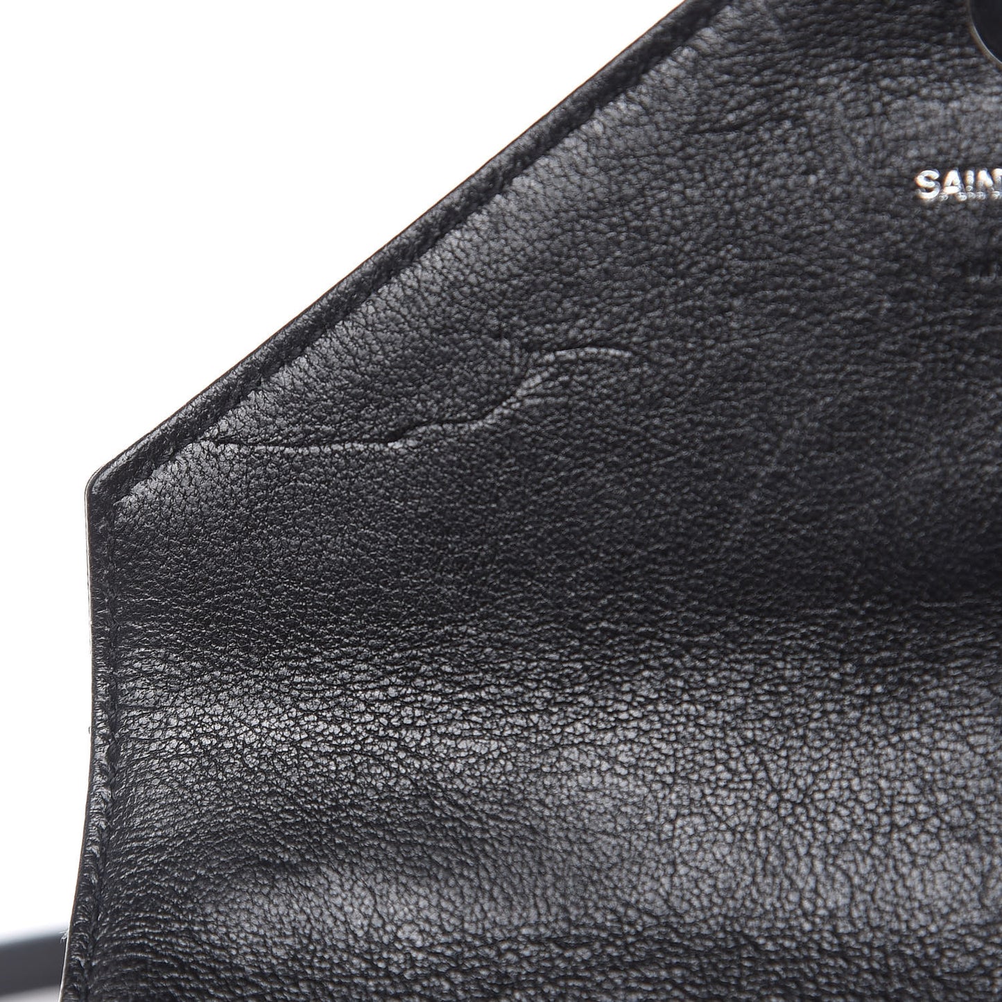 Sheepskin Matelasse Chevron Monogram College Chain Wallet Black