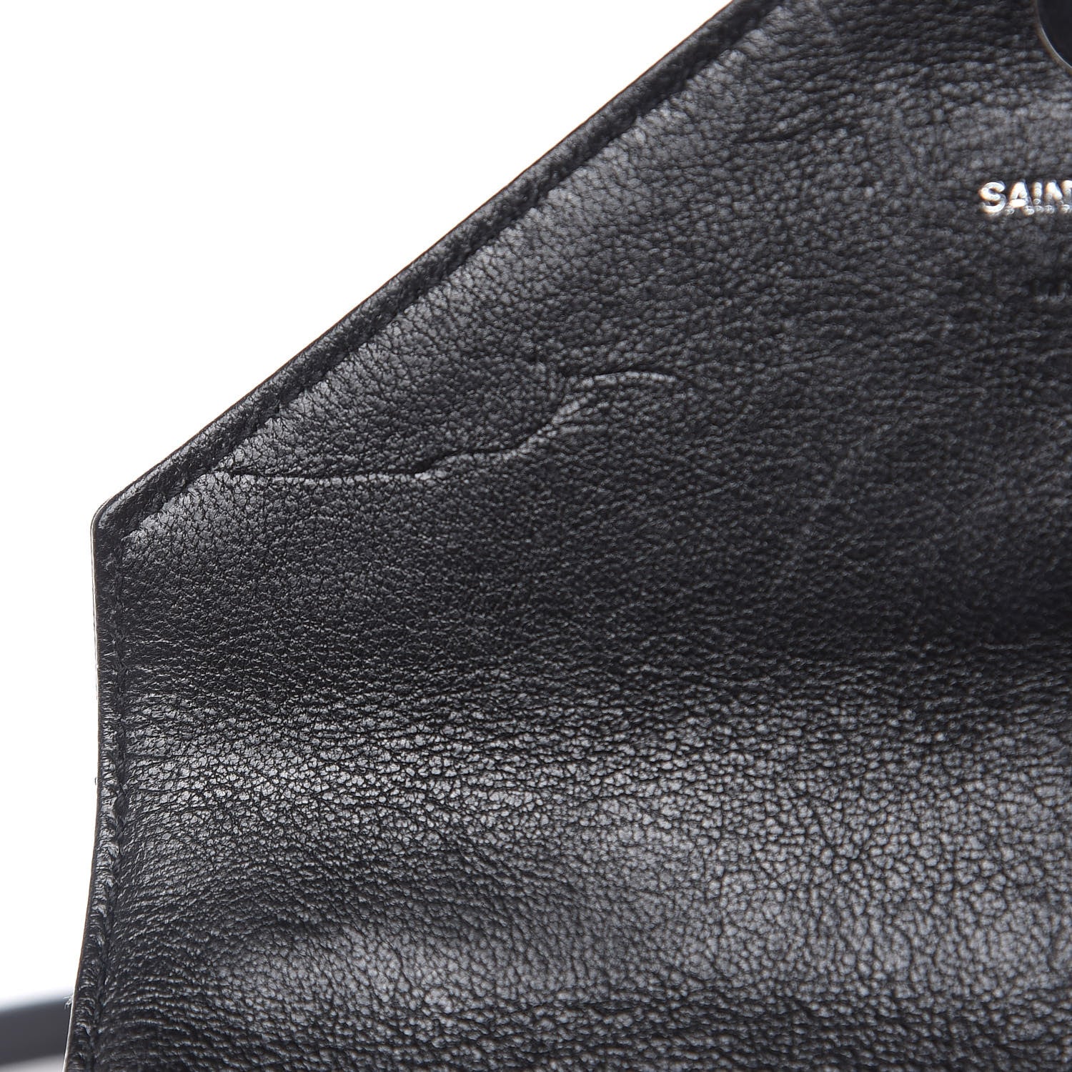 Saint Laurent Sheepskin Matelasse Chevron Monogram College Chain Wallet Black 11 of 12