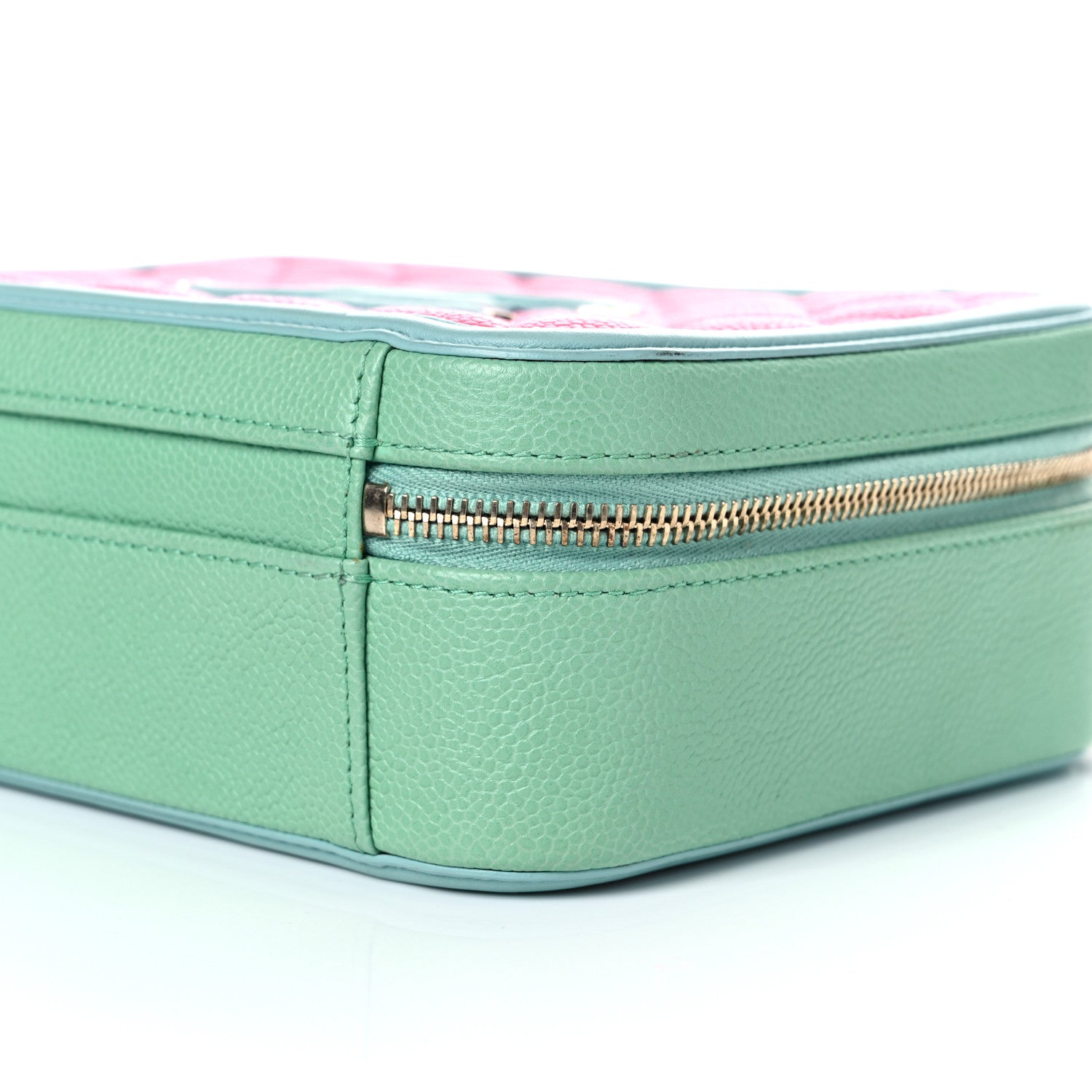 Chanel Caviar Quilted Medium CC Filigree Vanity Case Pink Green Blue 9 of 12