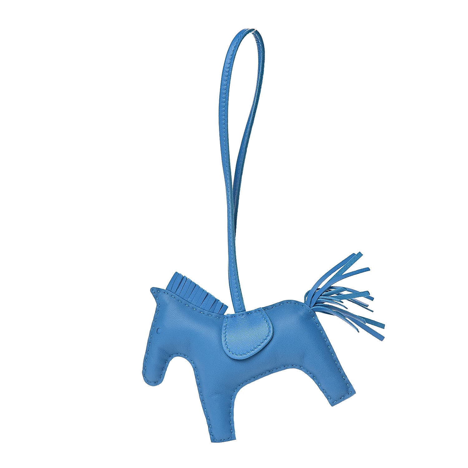 Hermes Milo Lambskin Grigri Rodeo Horse Bag Charm MM Bleu Zanzibar 1 of 4