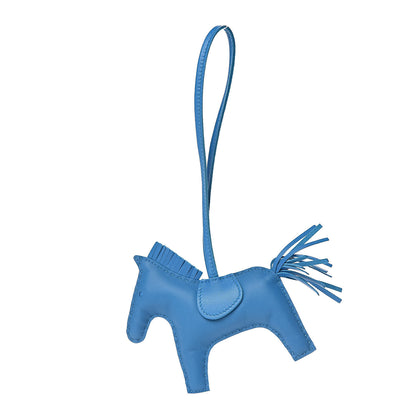 Hermes Milo Lambskin Grigri Rodeo Horse Bag Charm MM Bleu Zanzibar 1 of 4