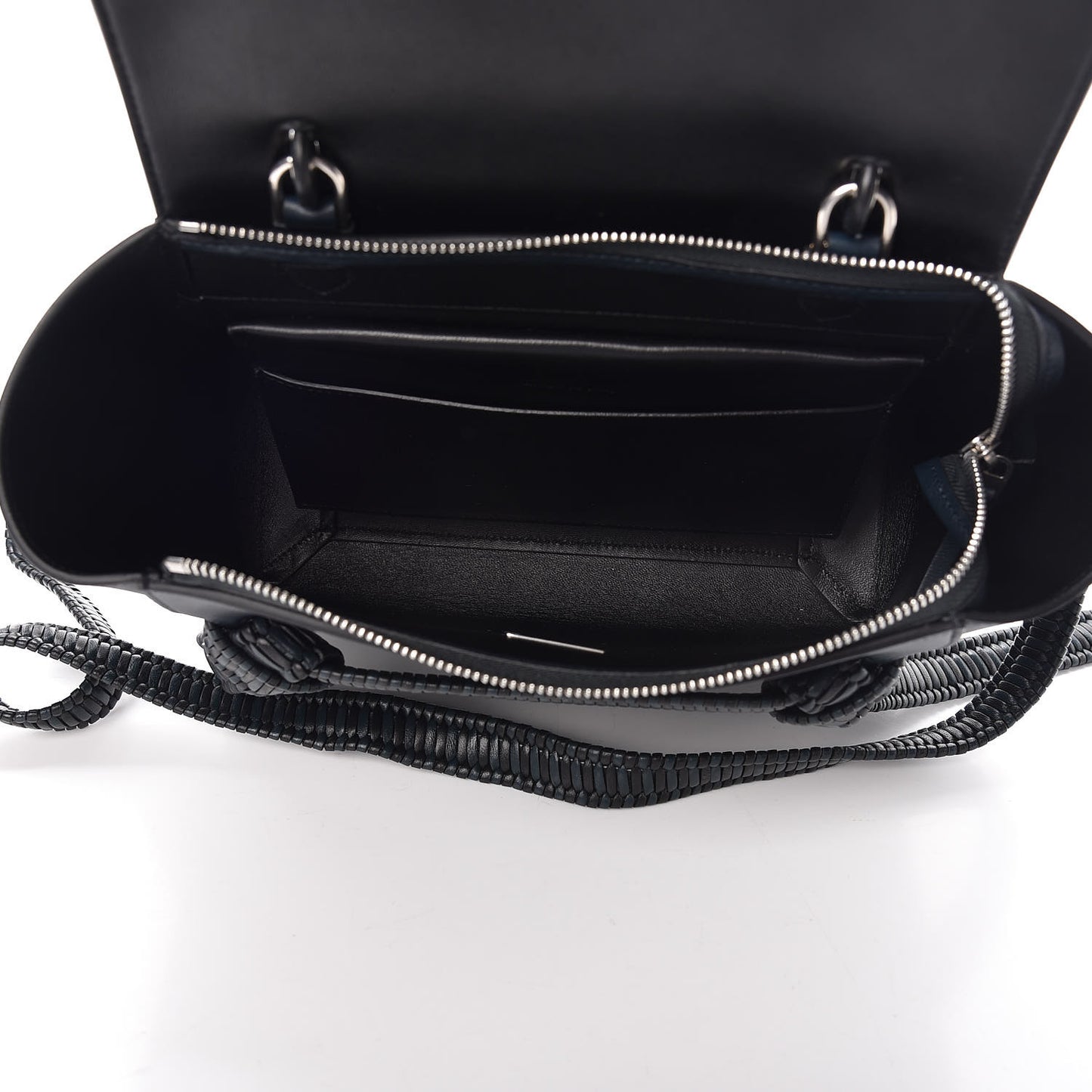 Smooth Calfskin Micro Bi-Color Braided Belt Bag Dark Sea