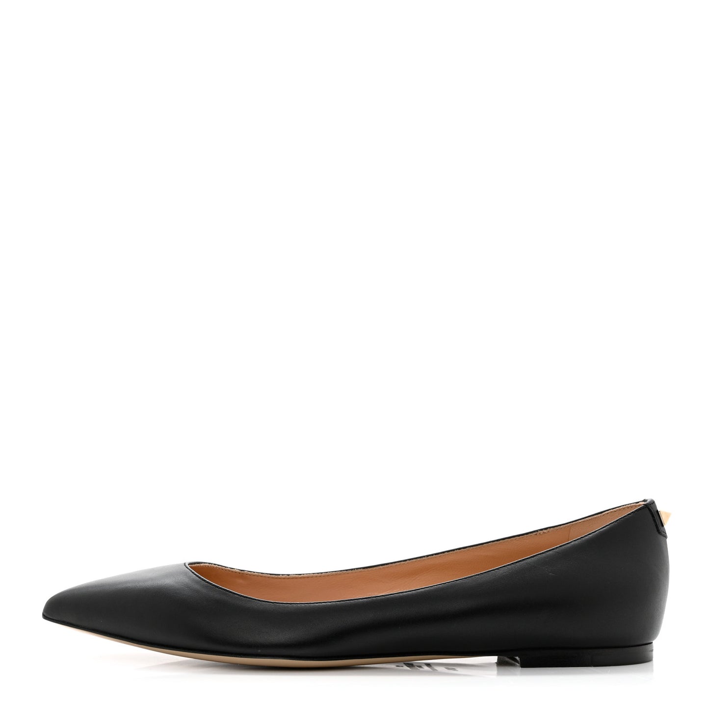 Nappa Rockstud Pointy Toe Ballerina Flats 38.5 Black