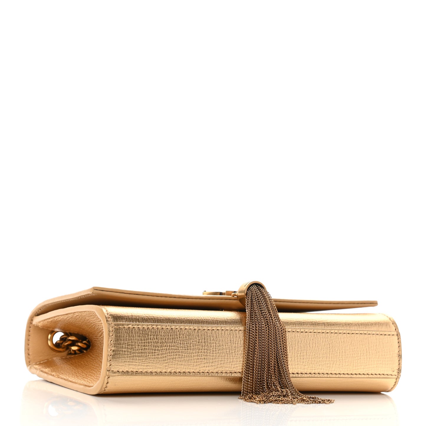 Metallic Calfskin Small Classic Monogram Kate Tassel Satchel Gold