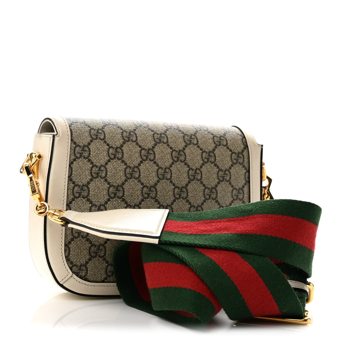 Gucci GG Supreme Monogram Web Mini Horsebit 1955 Shoulder Bag Beige Mystic White 3 of 13