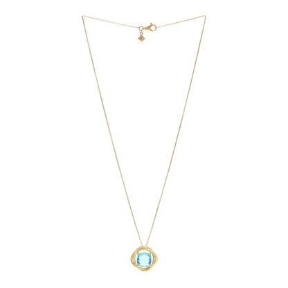 David Yurman 18K Yellow Gold Blue Topaz 11mm Infinity Pendant Necklace 2 of 5