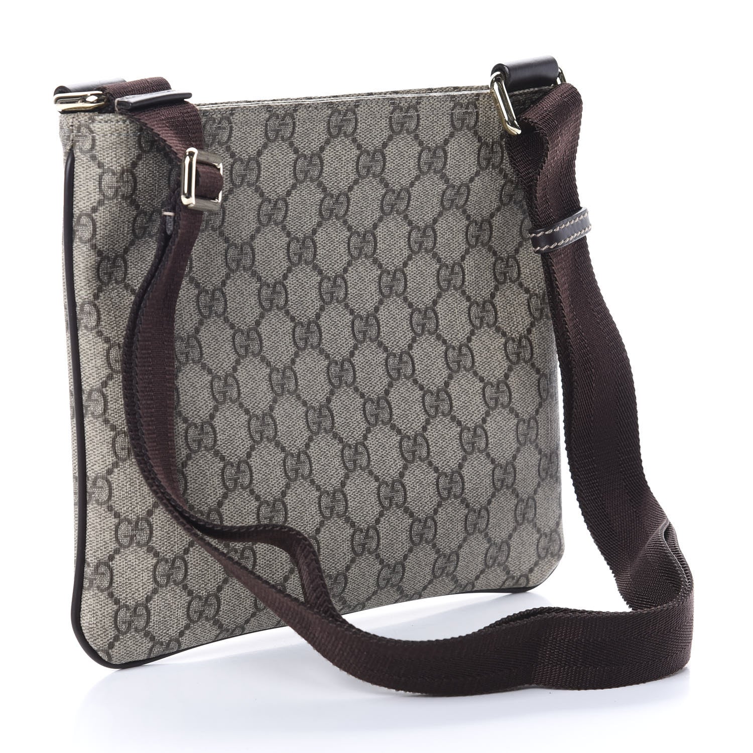 Gucci GG Supreme Monogram Small Flat Messenger Bag Dark Brown 3 of 9