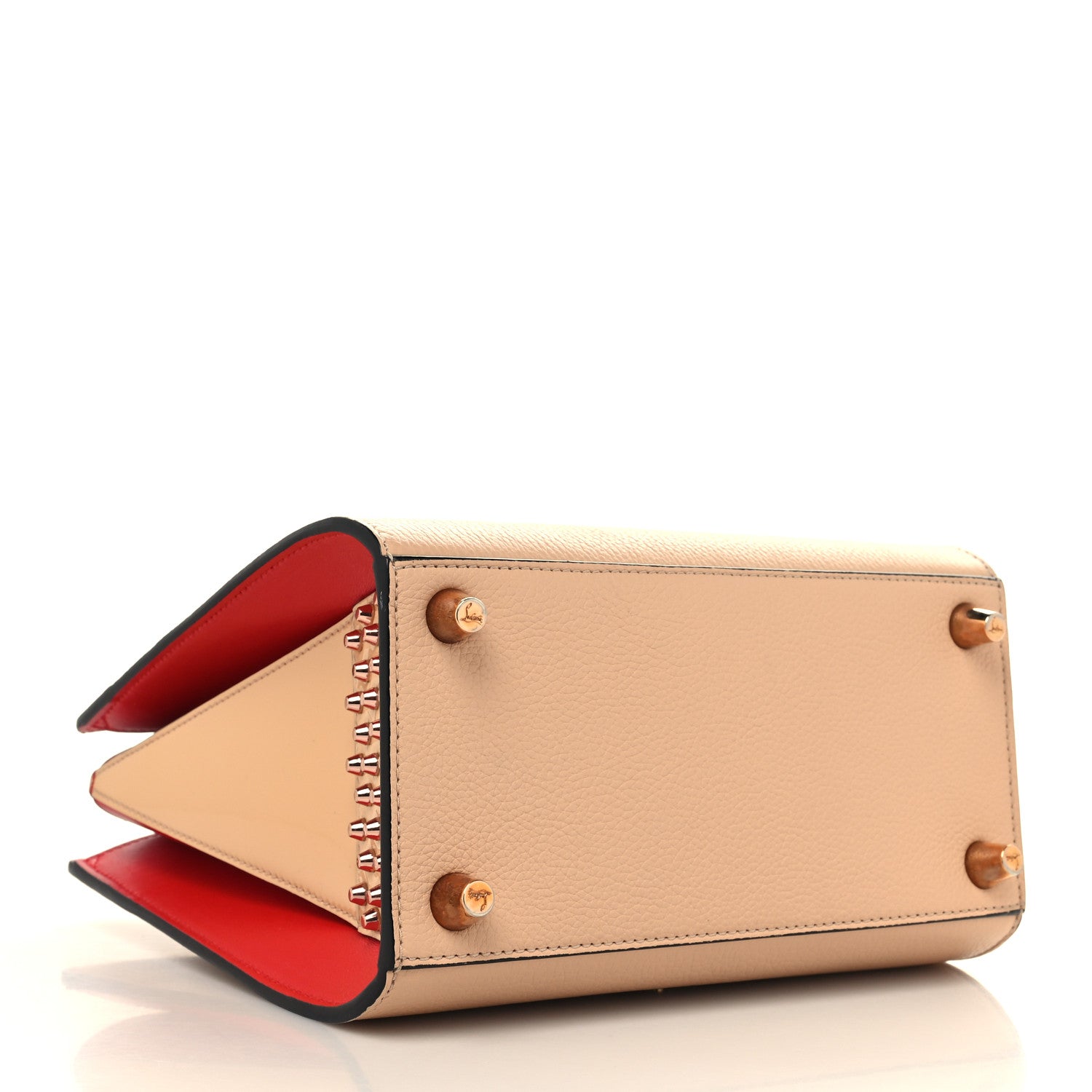 Christian Louboutin Calfskin Patent Studded Small Paloma Naturel Rose Gold 4 of 12