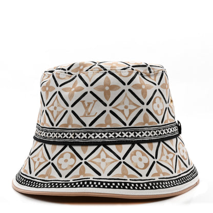 Louis Vuitton Cotton Monogram Flower Tile Reversible Bucket Hat M Beige 7 of 14