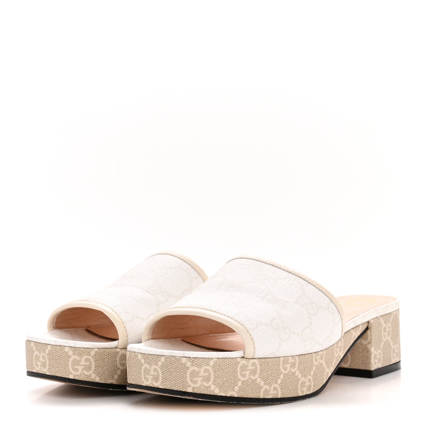 Gucci GG Supreme Monogram Malaga Kid Platform Mule Sandals 36 White Mystic White 4 of 10