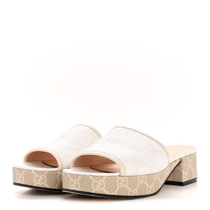 Gucci GG Supreme Monogram Malaga Kid Platform Mule Sandals 36 White Mystic White 4 of 10