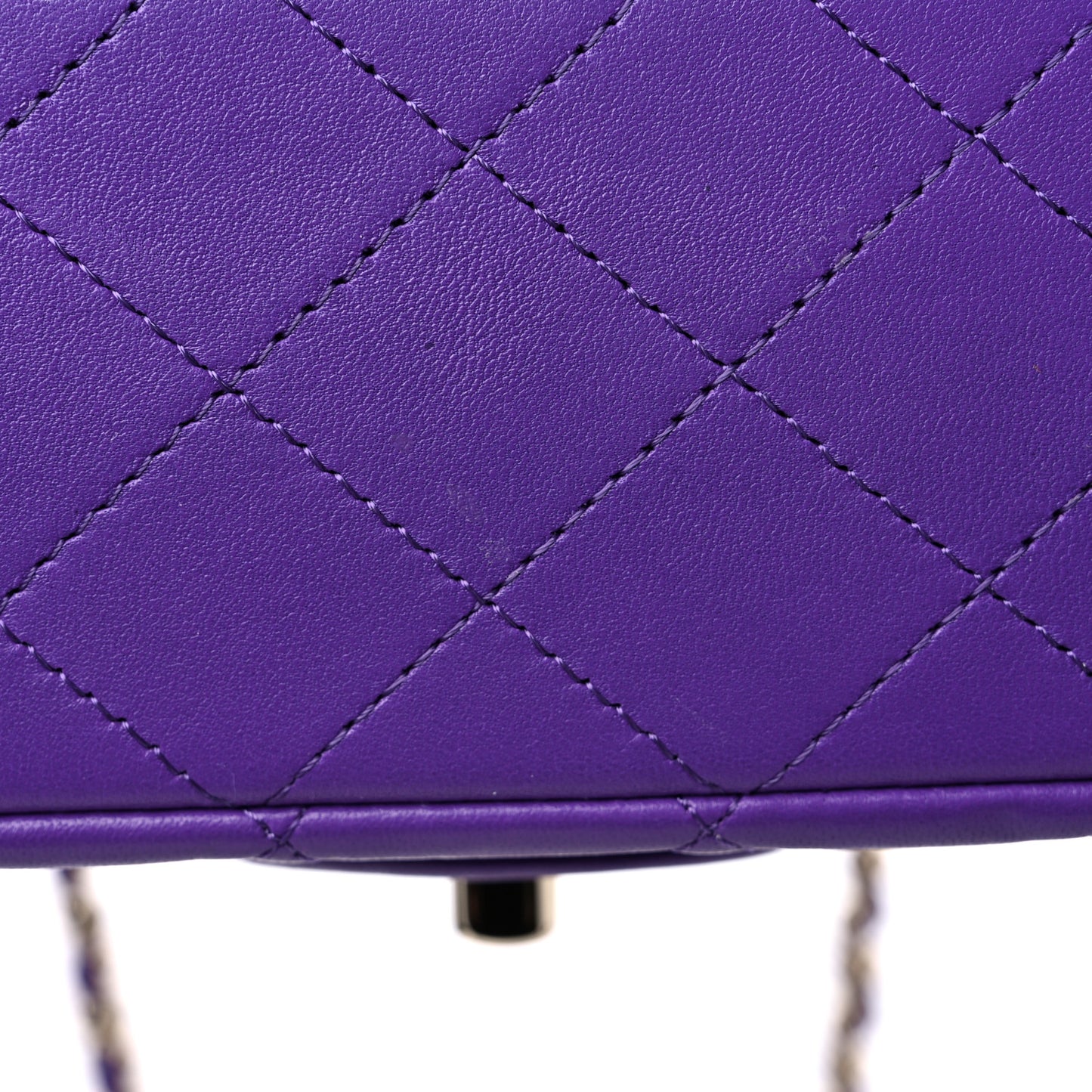 Lambskin Quilted Mini Top Handle Rectangular Flap Dark Purple