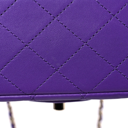 Chanel Lambskin Quilted Mini Top Handle Rectangular Flap Dark Purple 10 of 11