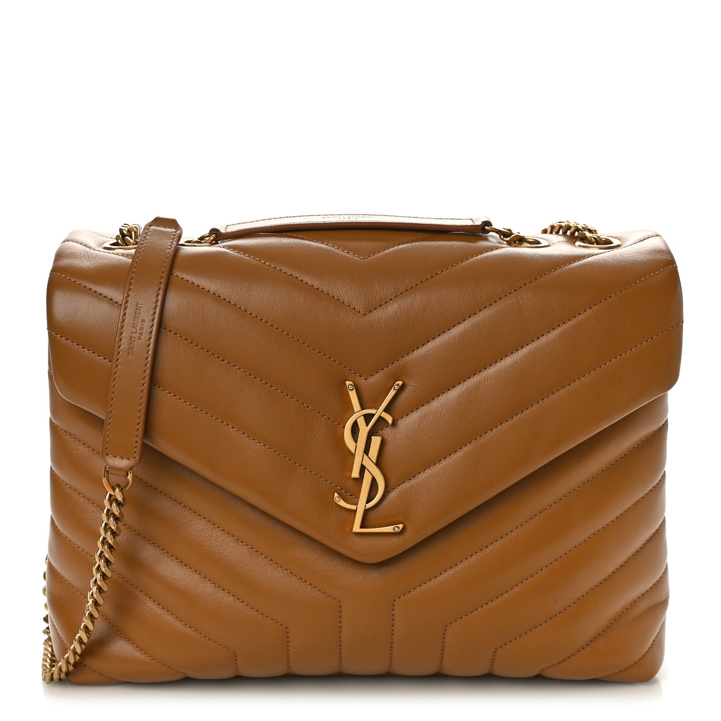 Calfskin Y Quilted Monogram Medium Loulou Chain Satchel Dark Natural