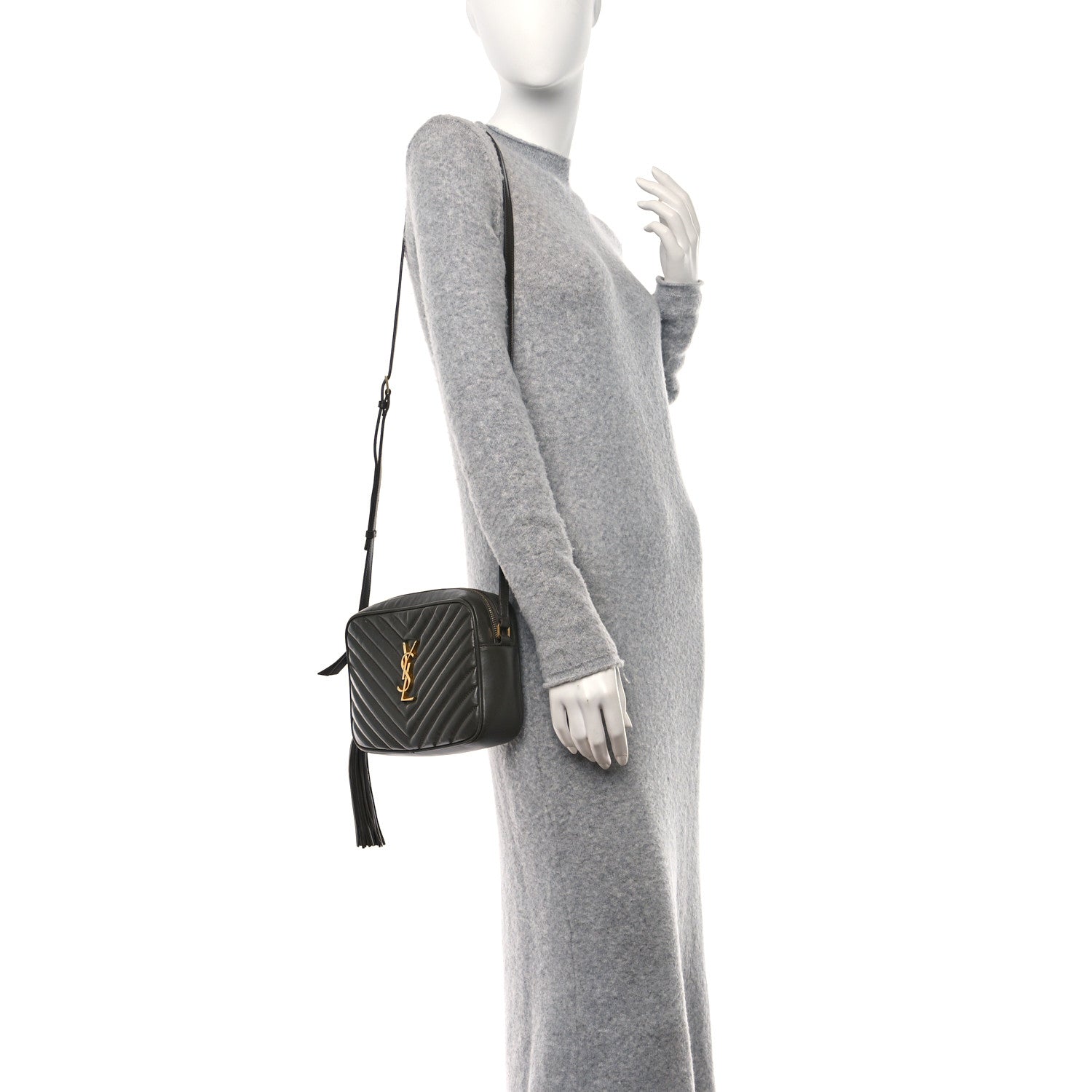 Saint Laurent Calfskin Matelasse Monogram Lou Camera Bag Pebble 2 of 14