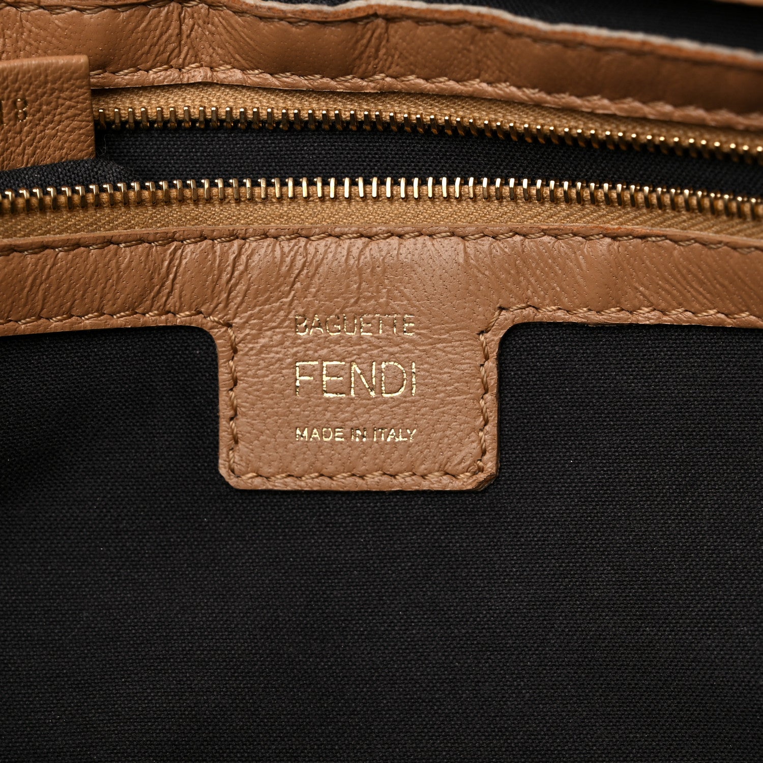 Fendi Nappa FF 1974 Embossed Baguette Miele Scuro 5 of 14