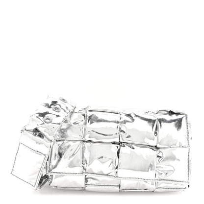Bottega Veneta Metallic Lambskin Maxi Intrecciato Padded The Belt Cassette Bag Silver 1 of 9