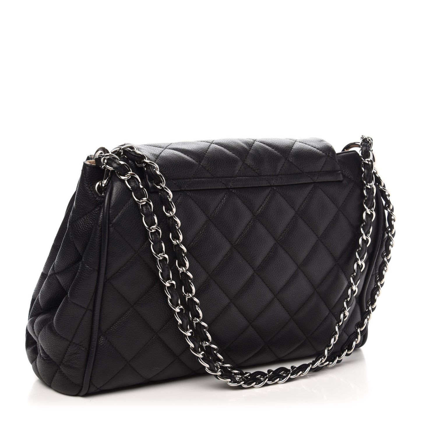 Caviar Quilted Timeless Accordion Flap Black