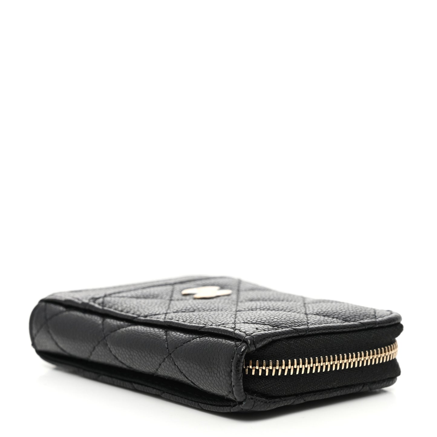 Caviar Quilted Zip Card Holder Black