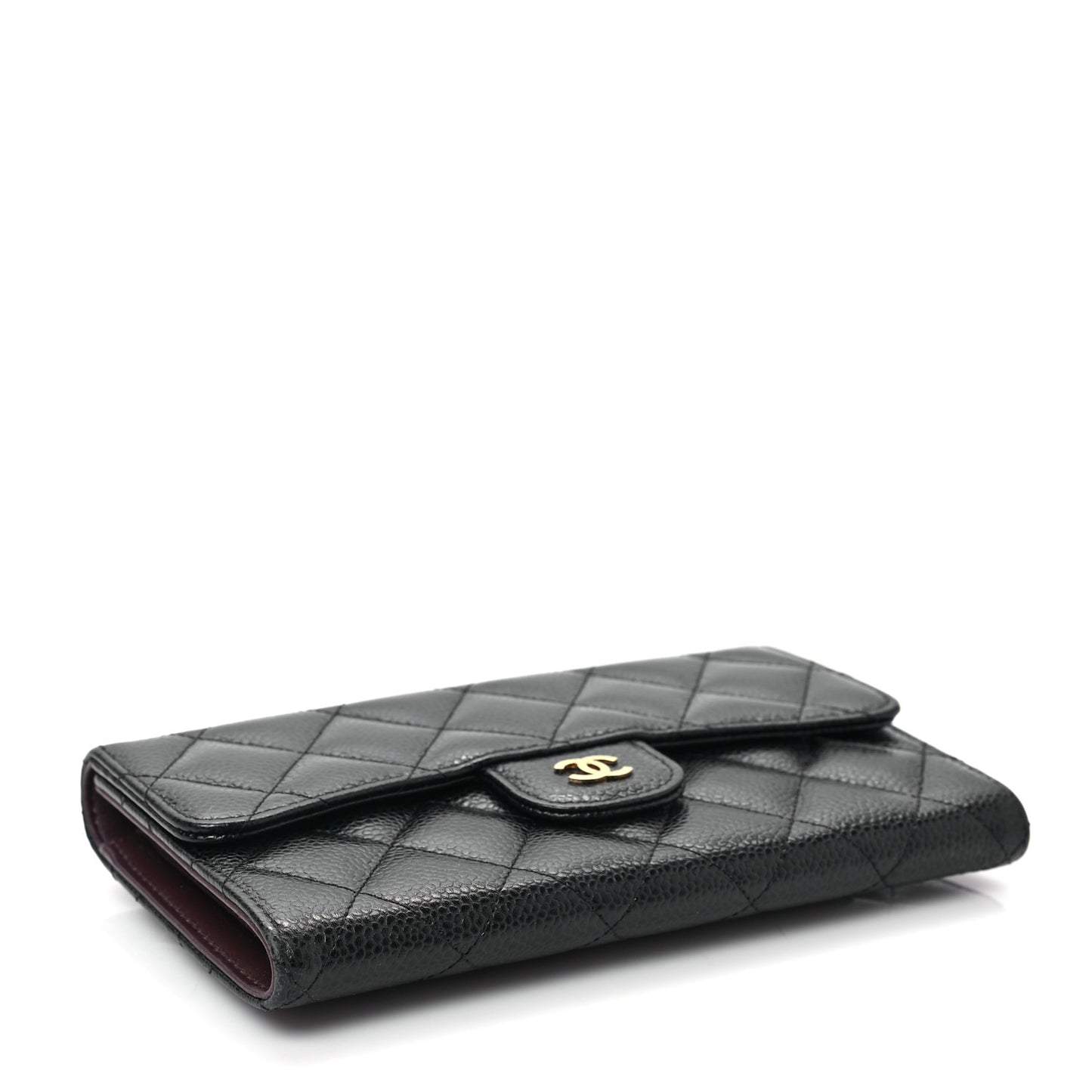 Caviar Quilted Large Flap Wallet Black