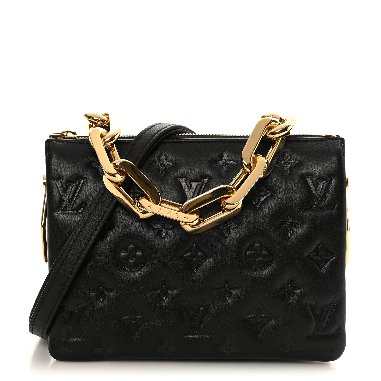 Louis Vuitton Lambskin Embossed Monogram Coussin BB Black 1 of 10