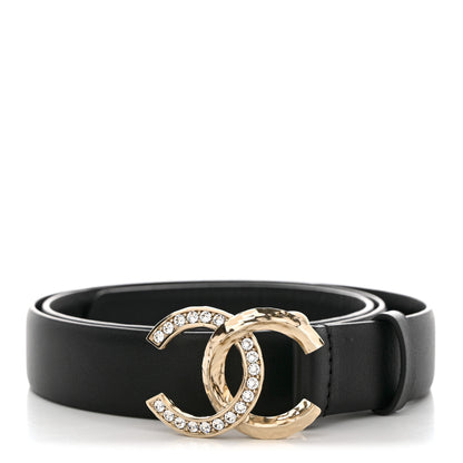 Chanel Calfskin Crystal Metal Quilted CC Belt 80 32 Black 2 of 7