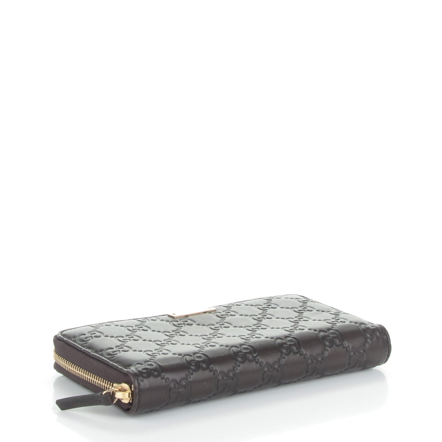 Gucci Guccissima Metal Bar Zip Around Wallet Dark Brown 4 of 7