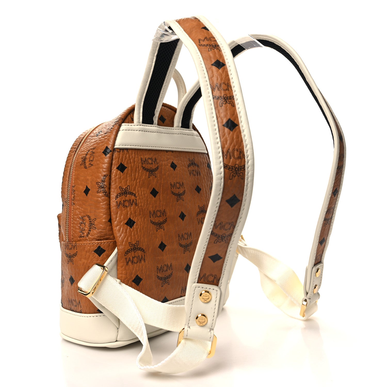 MCM Visetos Mini Stark Backpack Cognac White 3 of 9