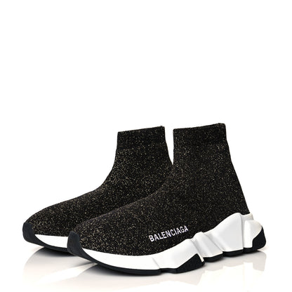 Balenciaga Knit Metal Womens Speed Sneakers 36 Black Gold 3 of 8