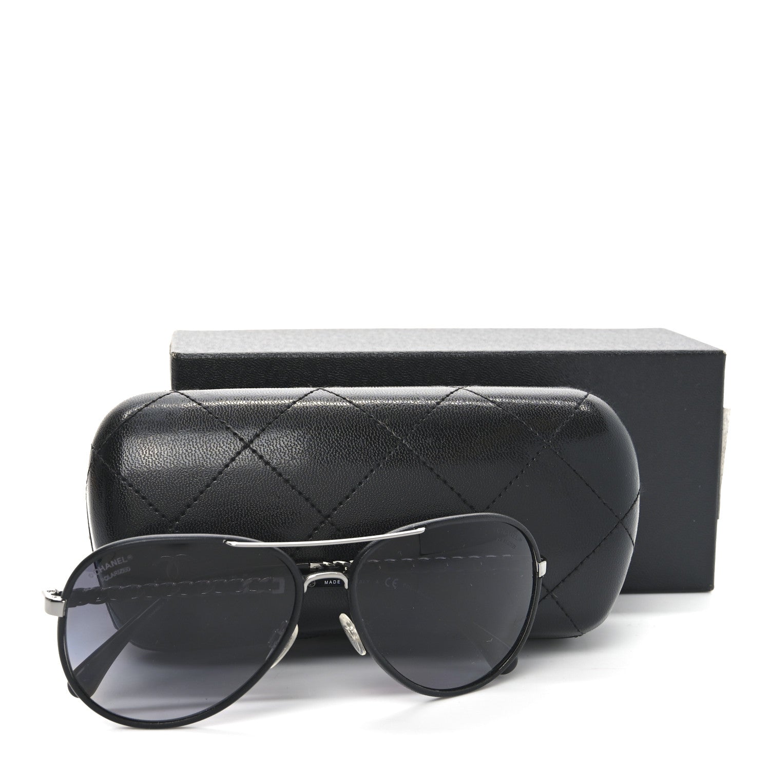 Chanel Metal Polarized Pilot Winter Sunglasses 4219-Q Black 7 of 7