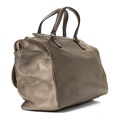 Gucci Metallic Pebbled Calfskin Medium 1973 Top Handle Satchel Golden Beige 3 of 20