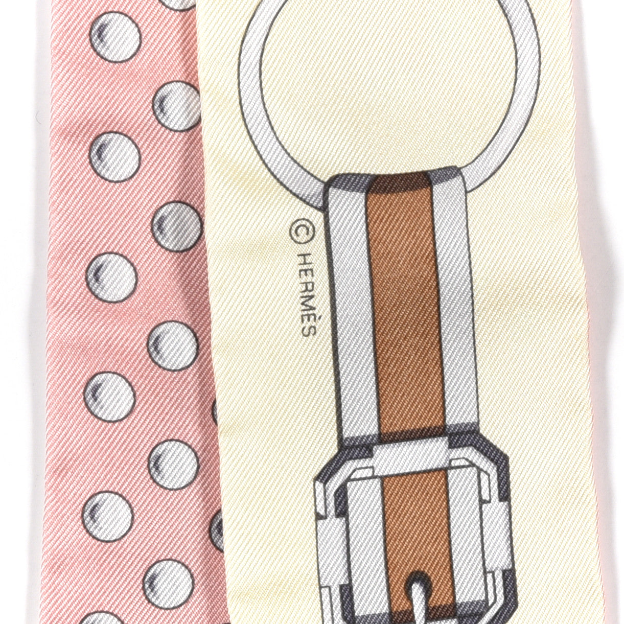 Hermes Silk Grand Tralala Twilly Rose Poudre Jaune 3 of 4