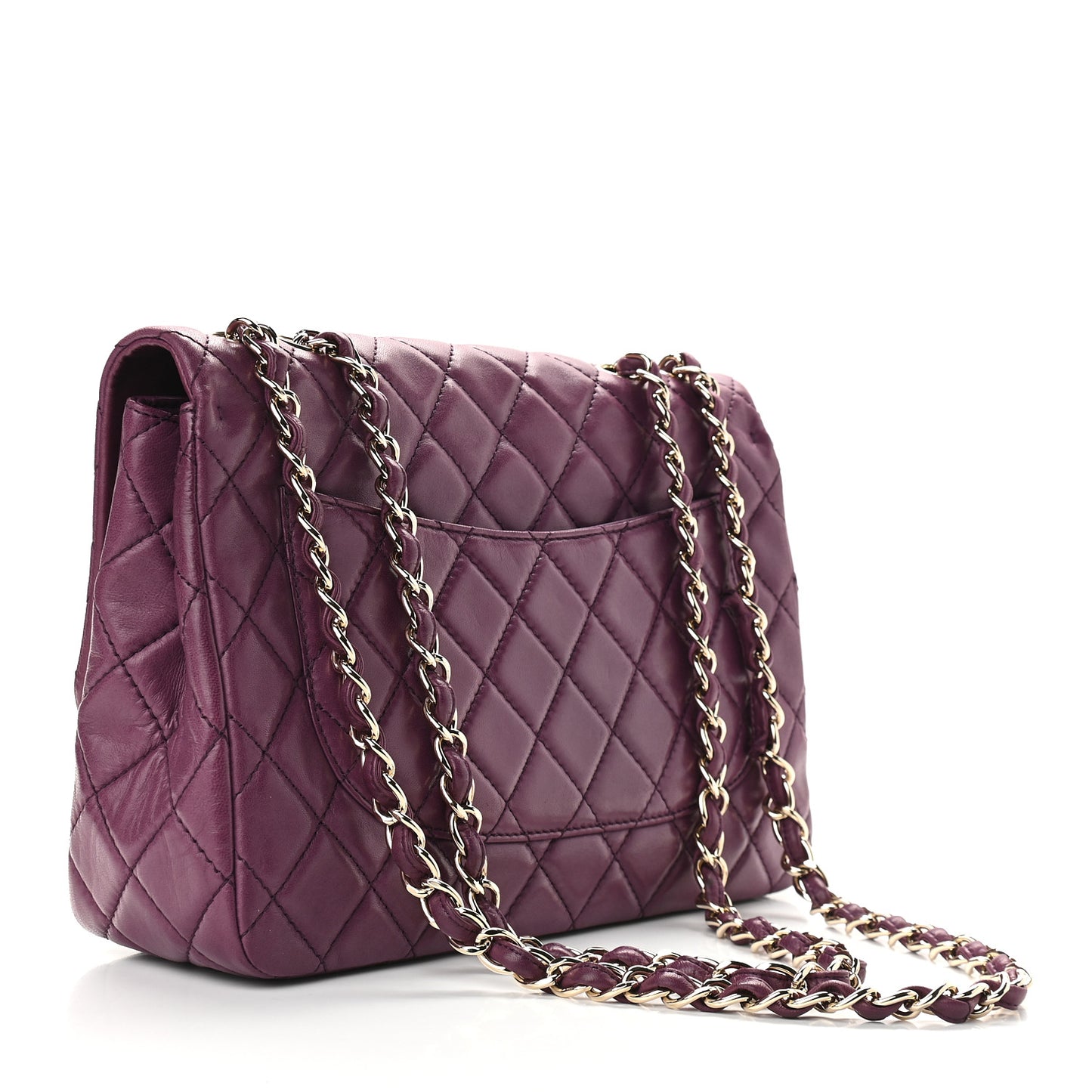Lambskin Quilted Jumbo Single Flap Purple