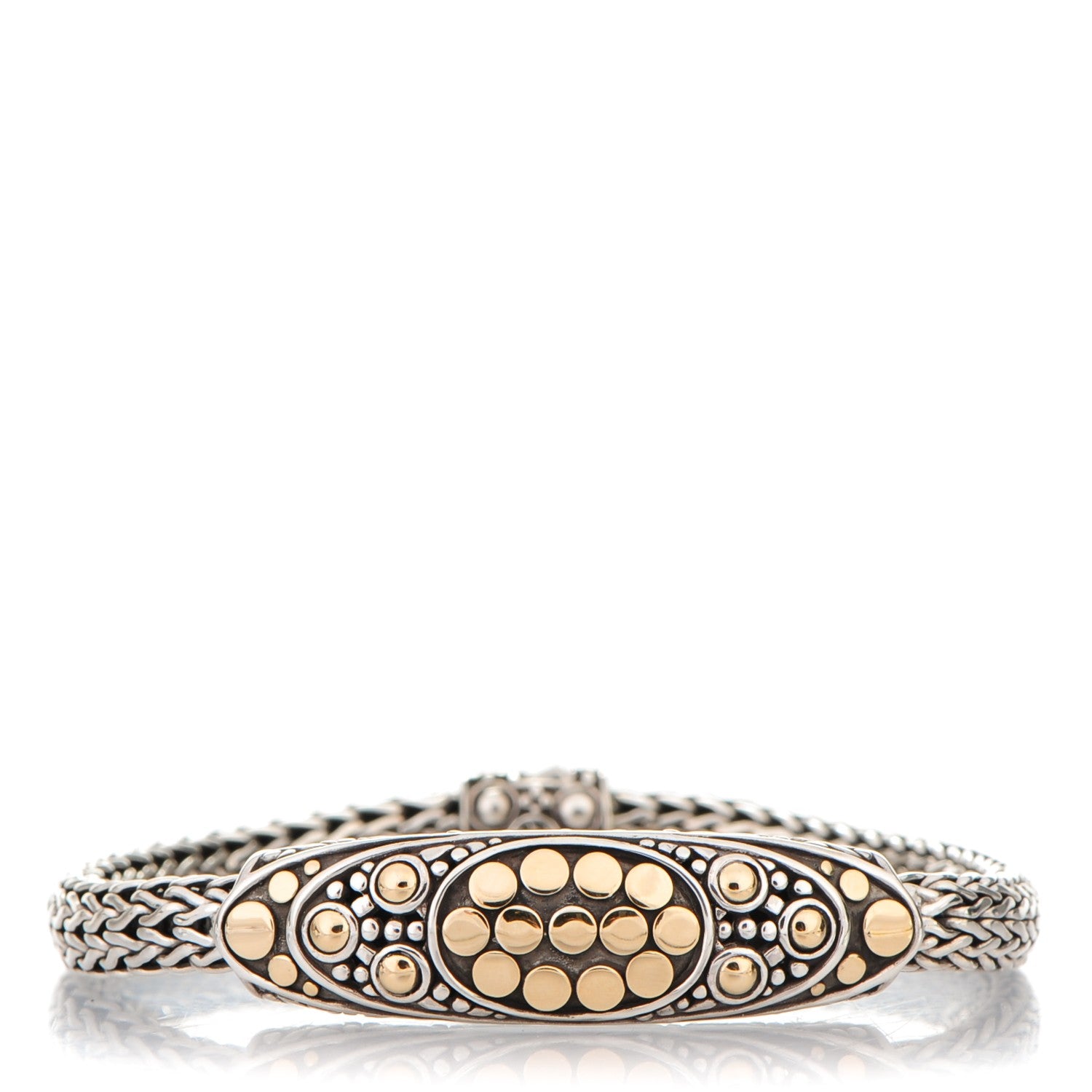 John Hardy Sterling Silver 18K Yellow Gold Jaisalmer Dot Oval Station Bracelet 1 of 5