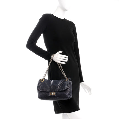 Chanel Calfskin Perforated Large Drill Flap Navy Blue 3 of 10