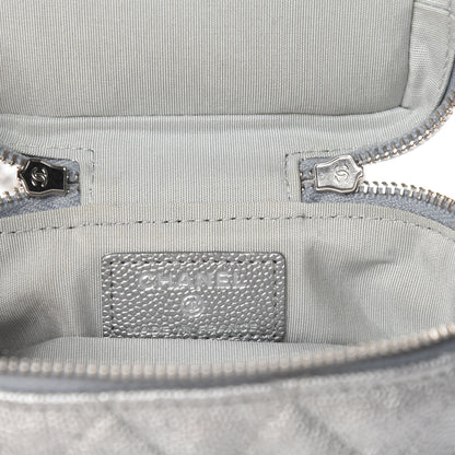Chanel Metallic Caviar Quilted Mini Top Handle Vanity With Chain Silver 8 of 11