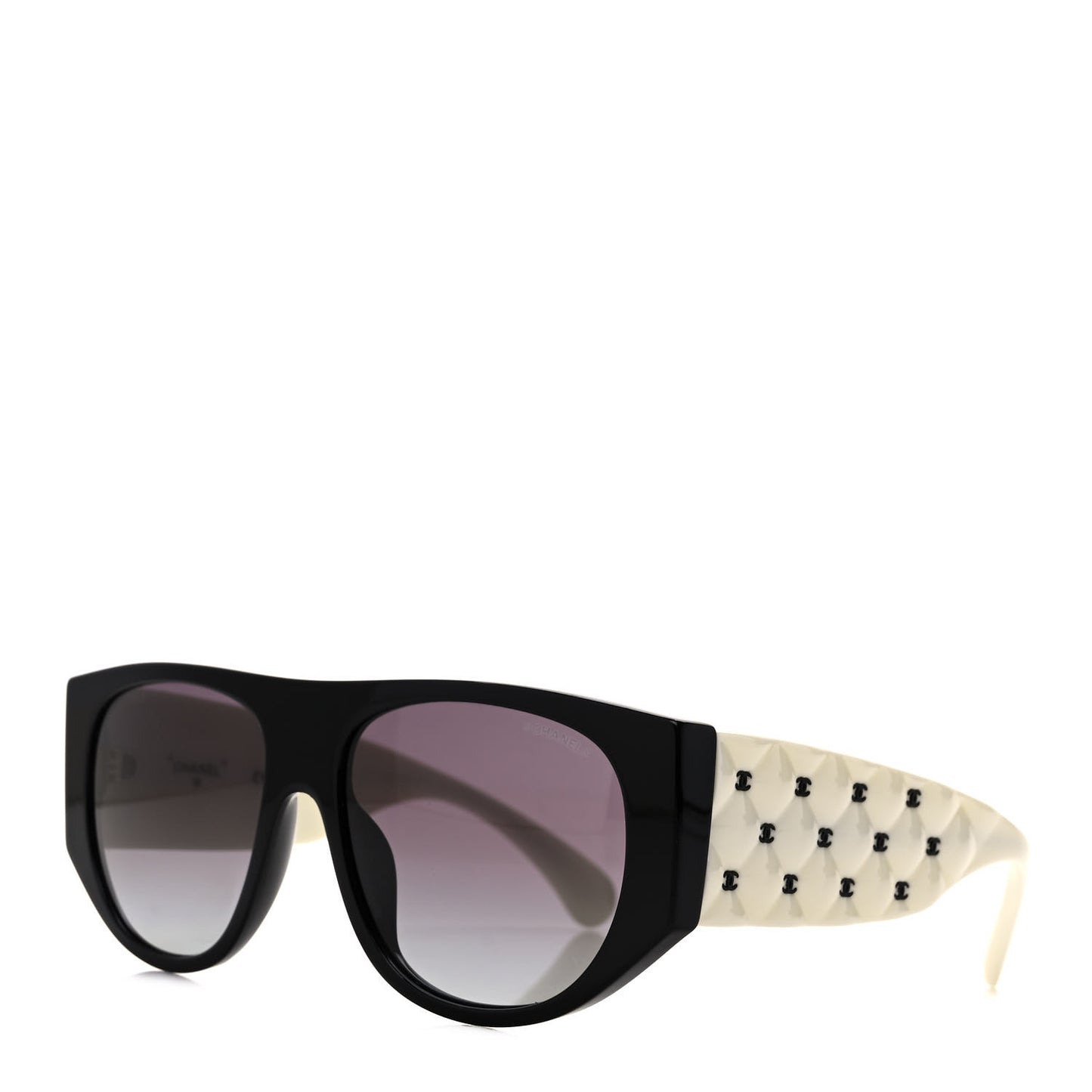 Acetate Quilted CC Pilot Sunglasses 71465 White Black