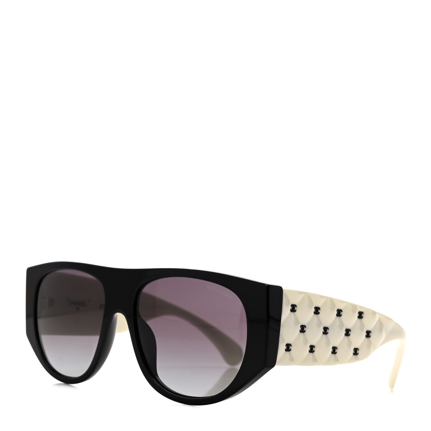 Chanel Acetate Quilted CC Pilot Sunglasses 71465 White Black 1 of 8