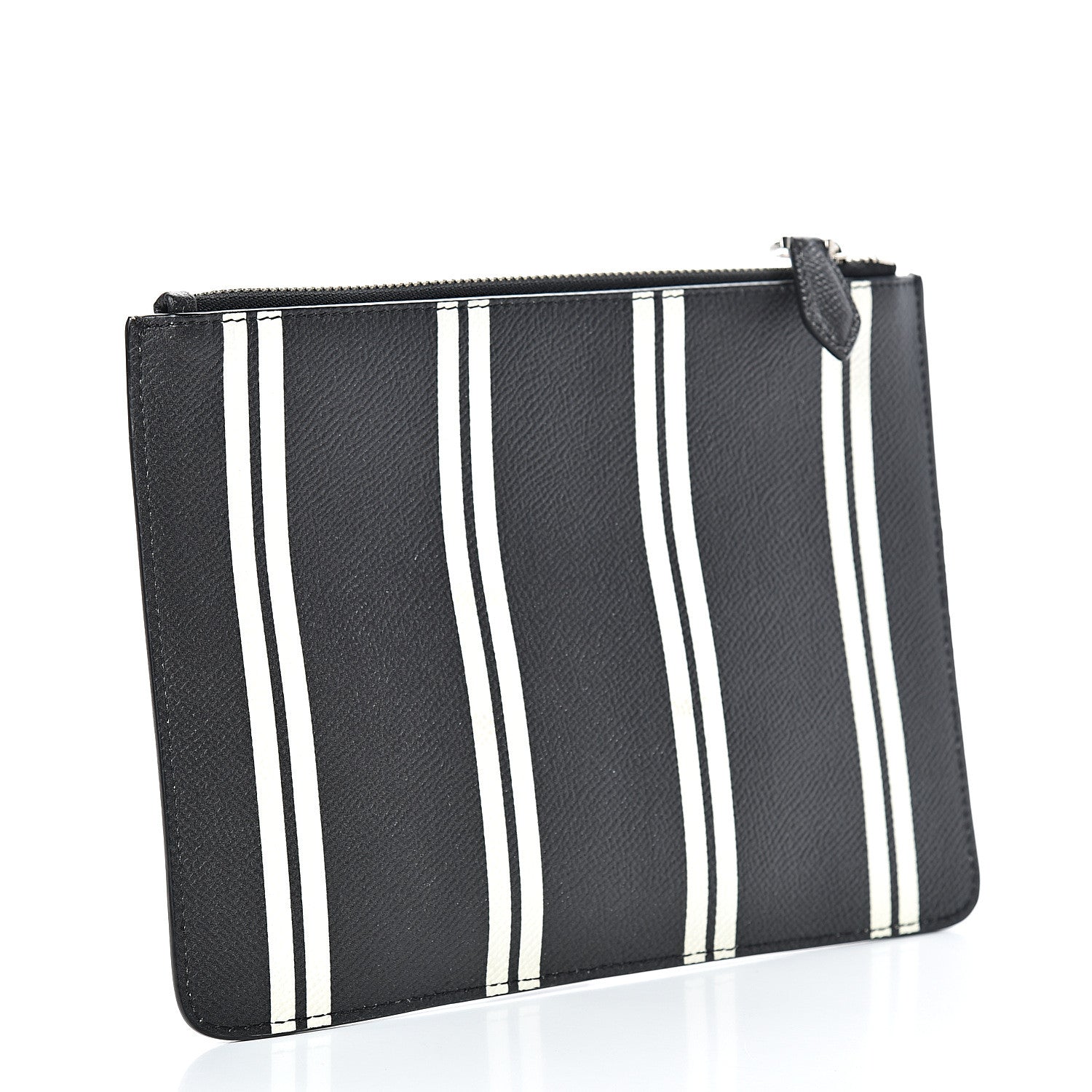 Givenchy Calfskin Striped Large Zip Pouch White Black 2 of 6
