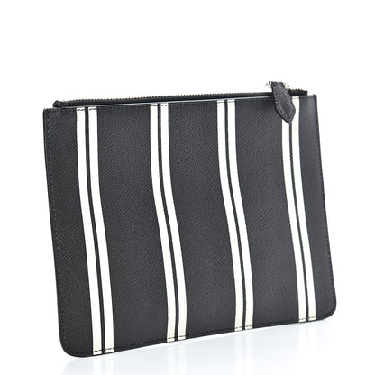Givenchy Calfskin Striped Large Zip Pouch White Black 2 of 6