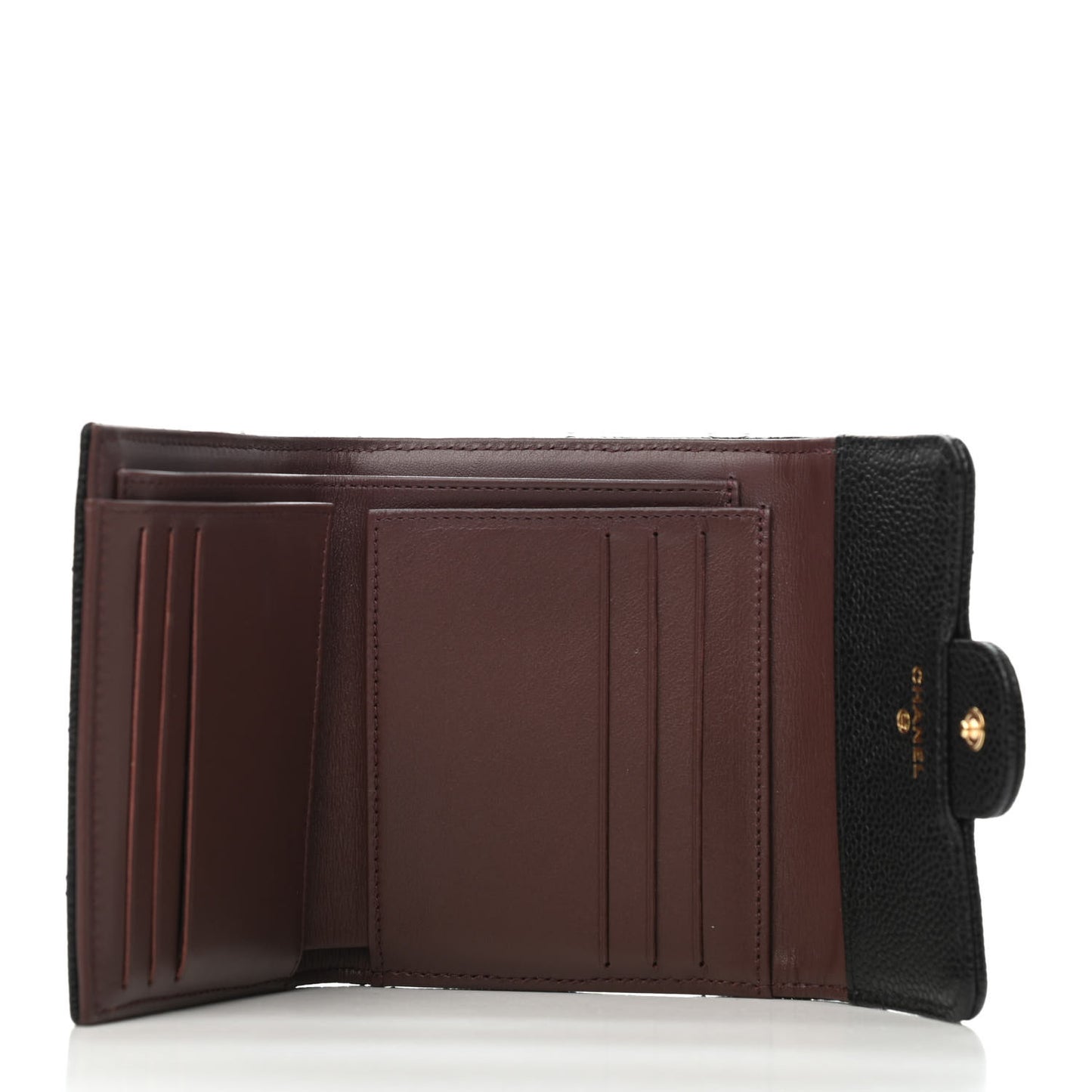 Caviar Quilted Compact Flap Wallet Black