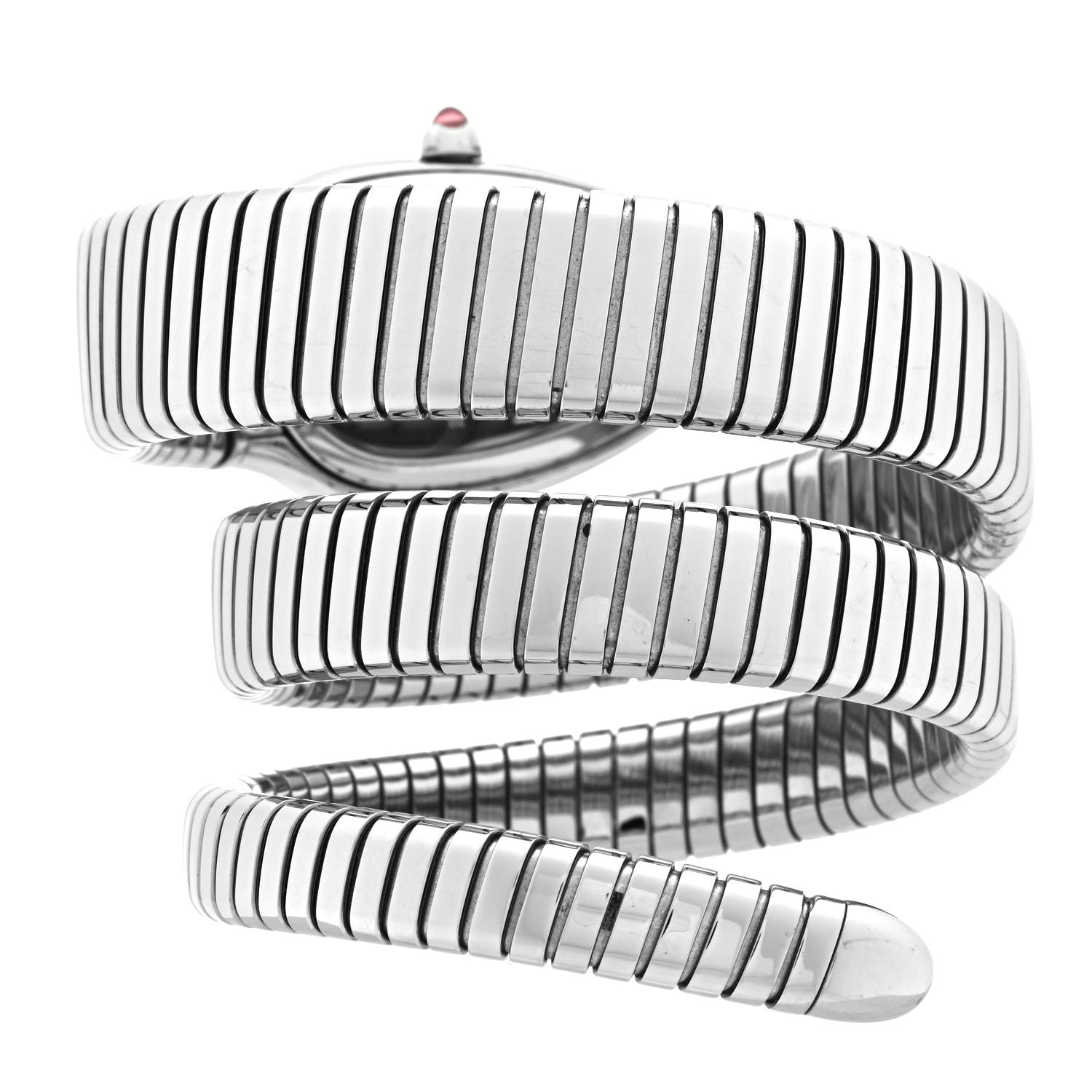 Bulgari Stainless Steel Diamond Bezel 35mm Serpenti Tubogas Double Spiral Quartz Watch 3 of 5