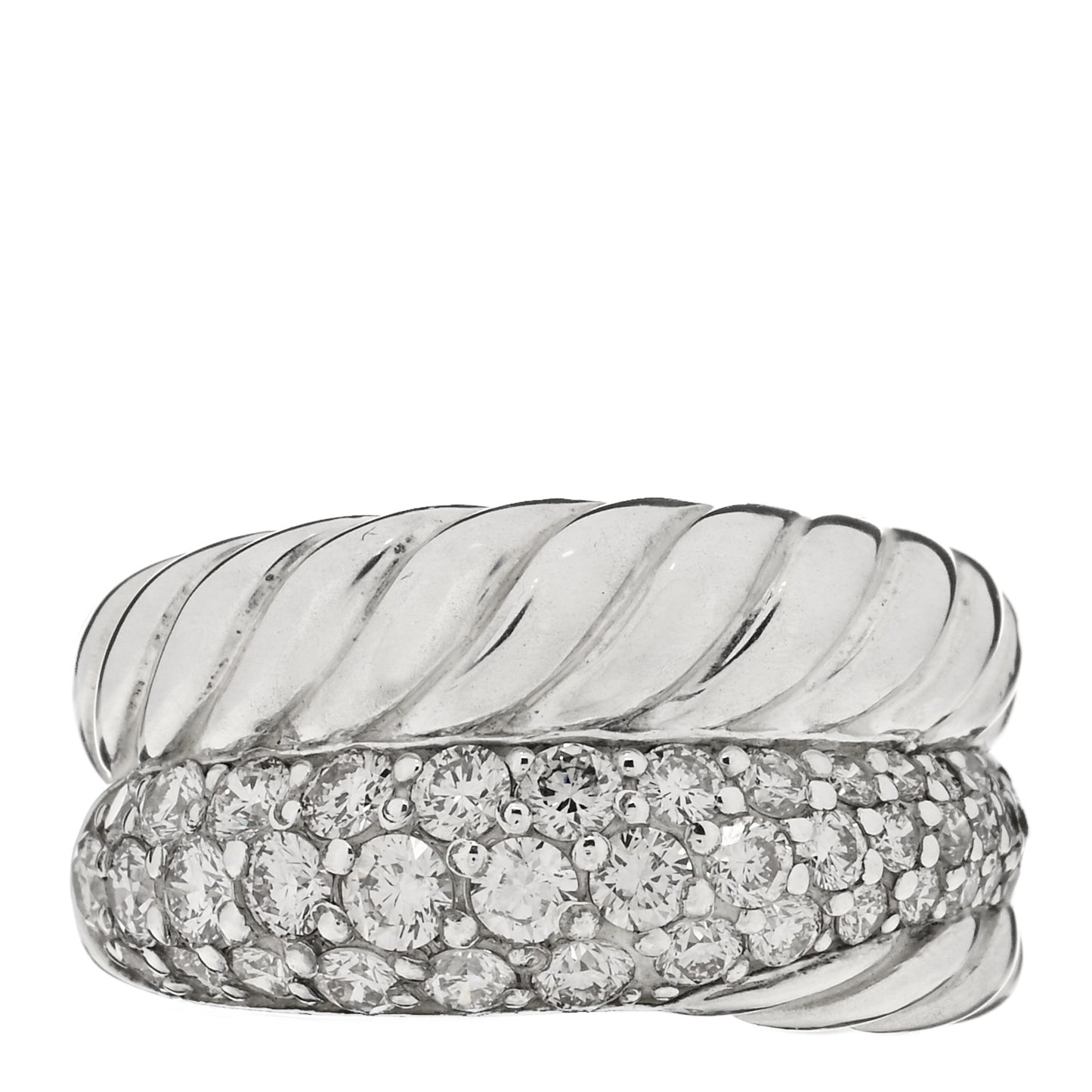 Sterling Silver Diamond Thoroughbred Cable Wrap Ring 50 5.5