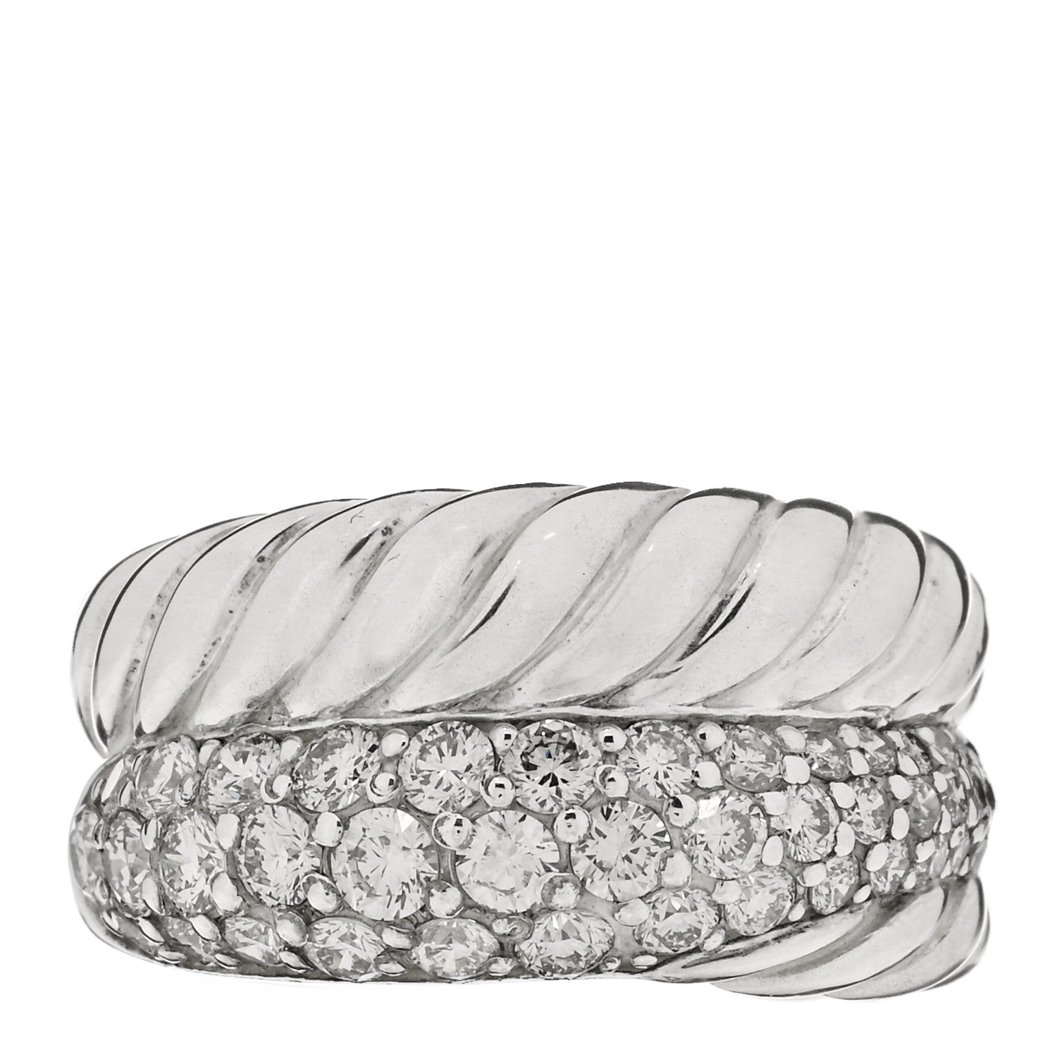 David Yurman Sterling Silver Diamond Thoroughbred Cable Wrap Ring 50 5.5 1 of 3