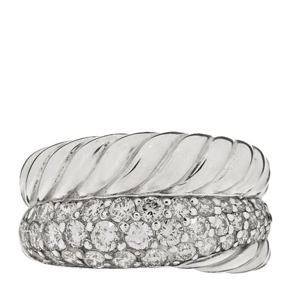 David Yurman Sterling Silver Diamond Thoroughbred Cable Wrap Ring 50 5.5 1 of 3